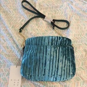 Blue velvet crossbody bag new